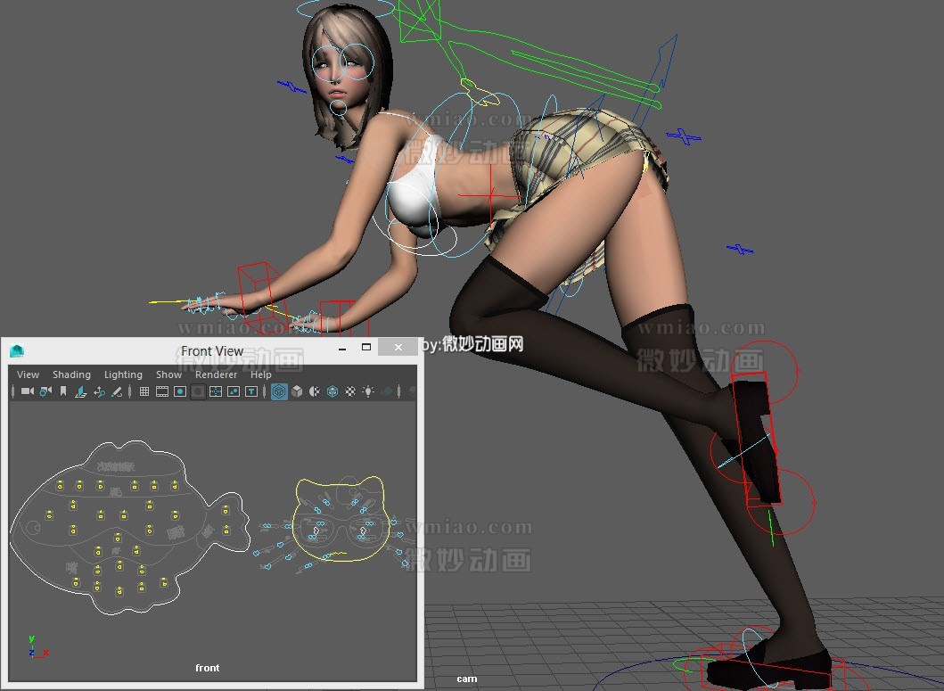 Sexy Cute Woman full rig with textures