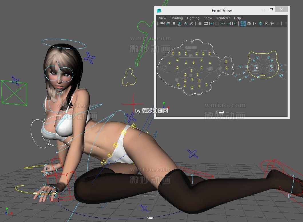 Sexy Cute Woman full rig with textures