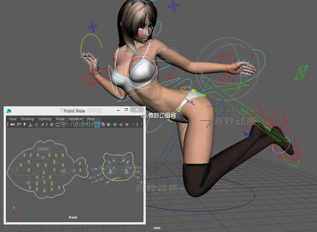 Sexy Cute Woman full rig with textures