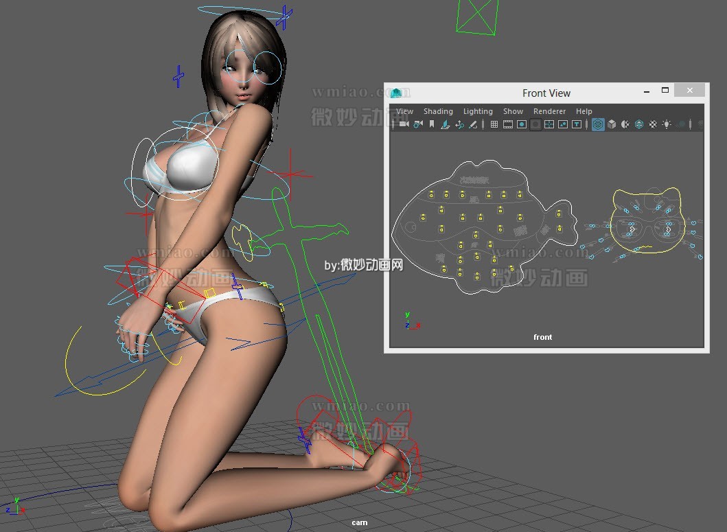 Sexy Cute Woman full rig with textures