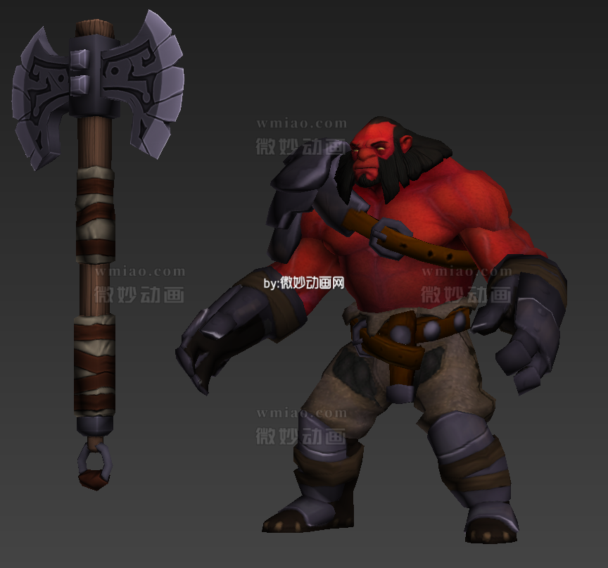 DOTA斧王游戏人物角色3DMAX模型下载 - CG模型 - 微妙网wmiao.com