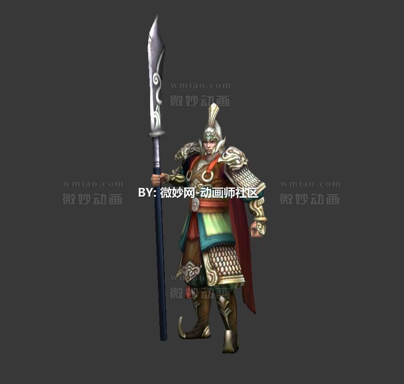 带刀侍卫3DMAX模型下载带绑定贴图 - CG模型 - 微妙网wmiao.com
