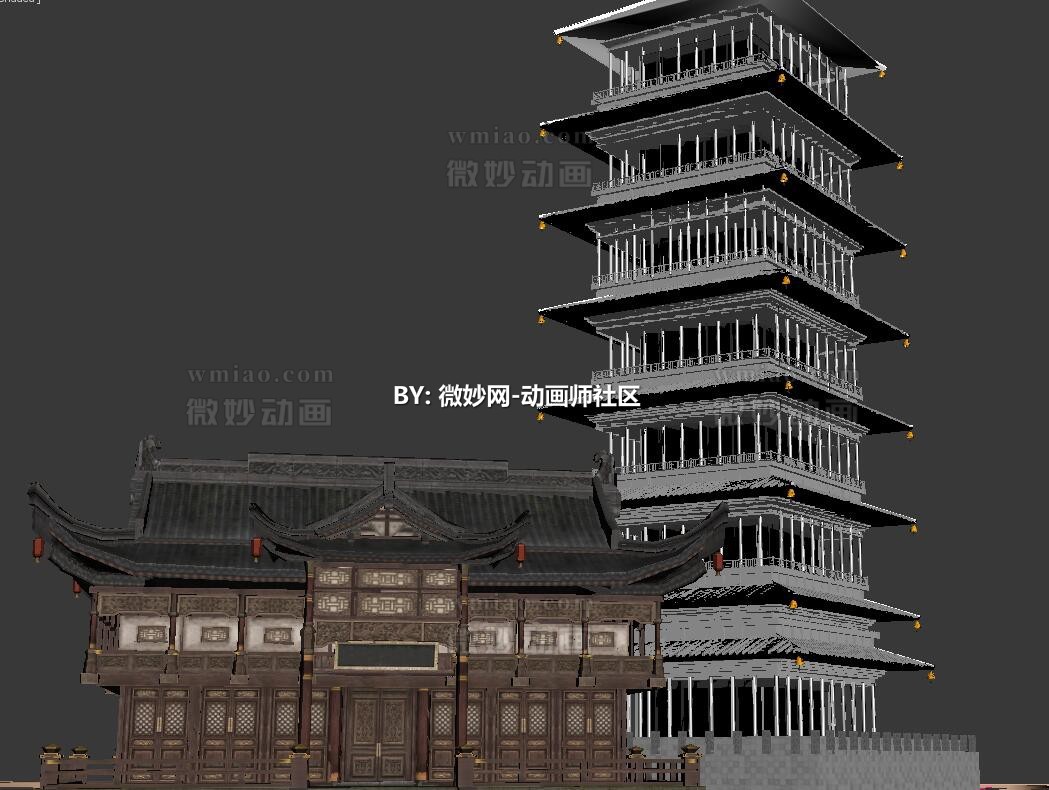 古代房屋建筑3dmax模型带贴图下载 - CG模型 - 微妙网wmiao.com