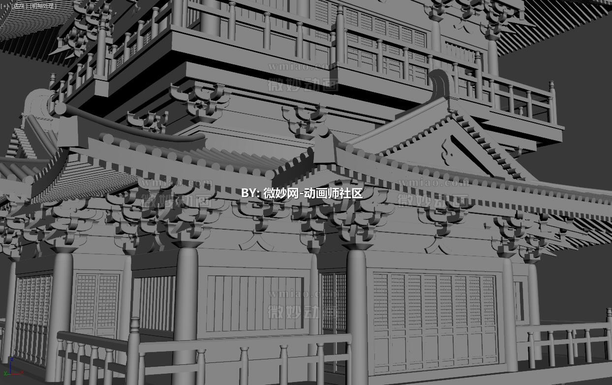 中式阁楼古代场景建筑3dmax模型下载 - CG模型 - 微妙网wmiao.com