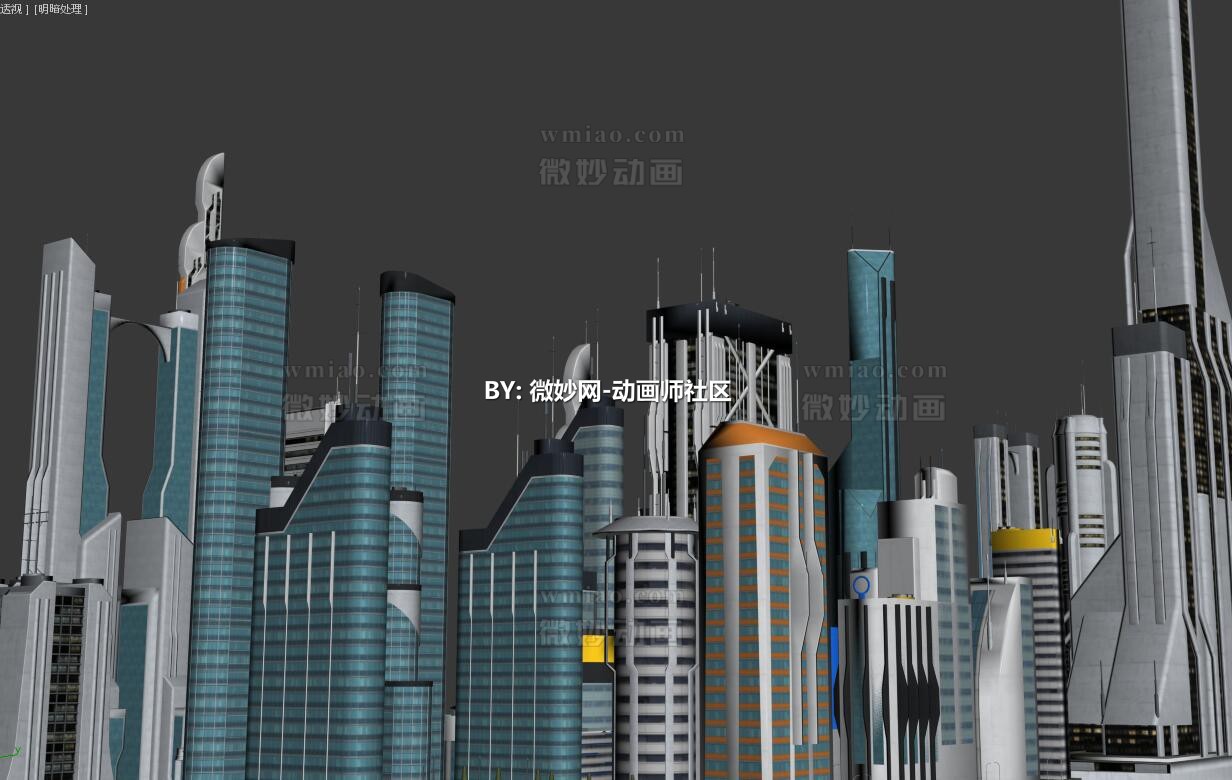 未来科幻城市建筑群3dmax模型下载 - CG模型 - 微妙网wmiao.com