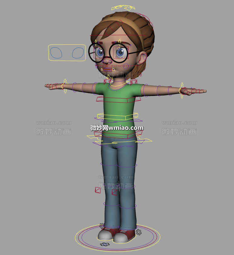 KAYLA_RIG _______ JOSH_SOBEL可爱的小女孩maya绑定模型下载 CG模型