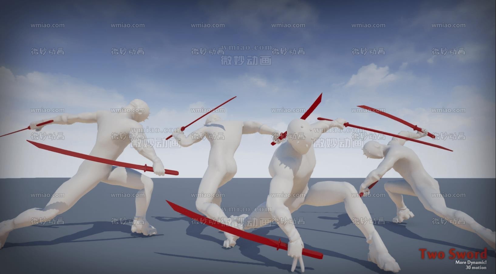 UE4双手持刀打斗角色动作动画资源TwoSword Animation Set - UE资源 - 微妙网wmiao.com