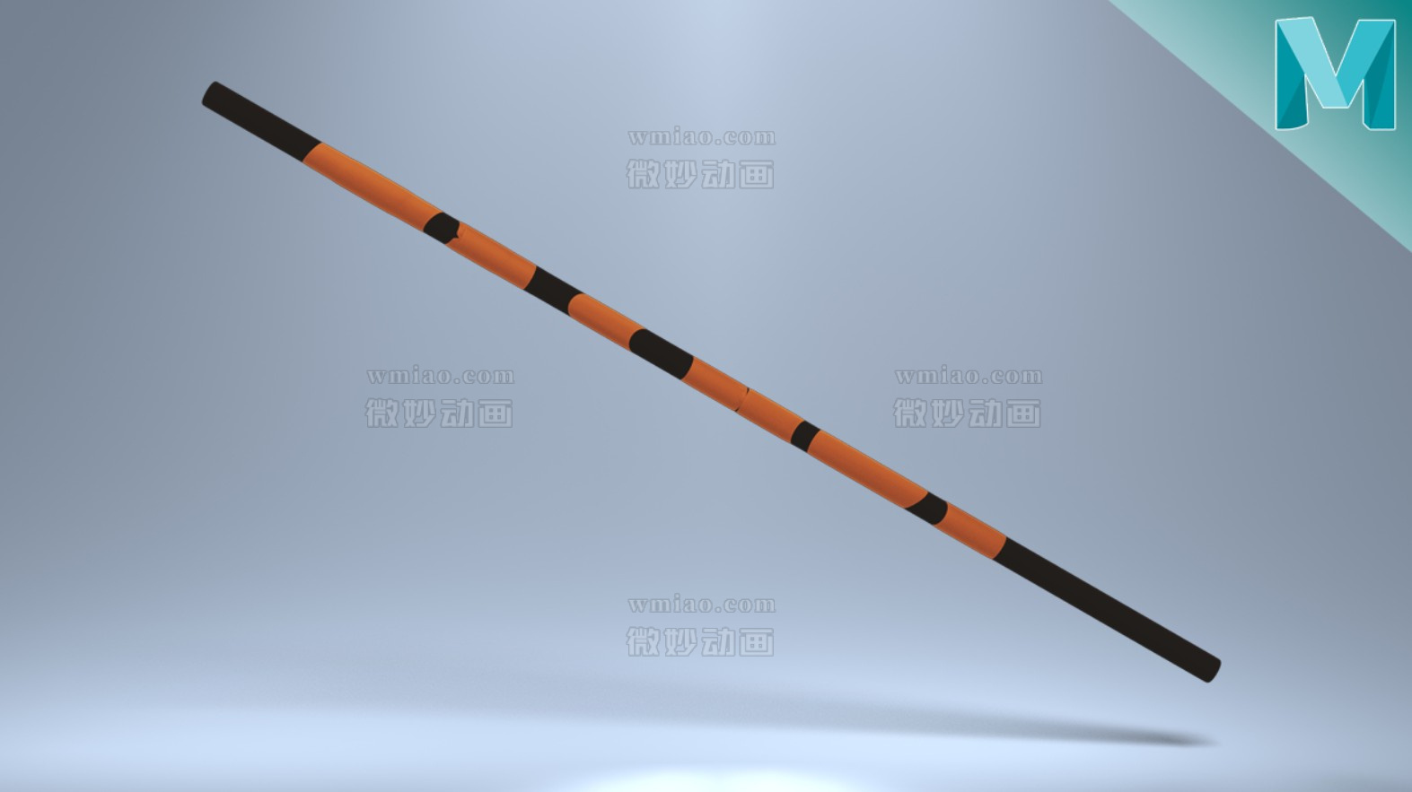 刀、双节棍、棍棒Maya模型武器四件套 - CG模型 - 微妙网wmiao.com